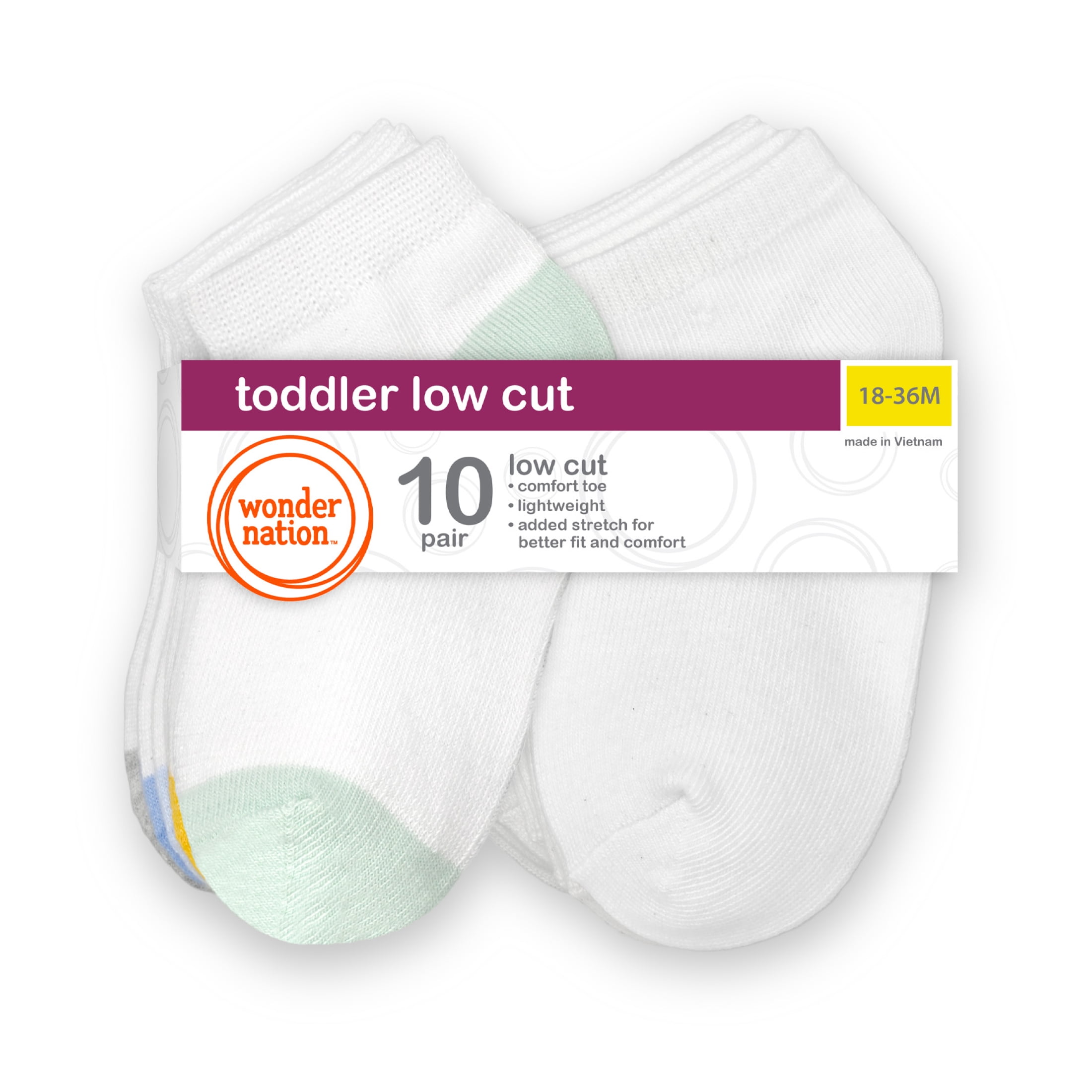 Wonder Nation Baby Low Cut Socks, 10 Pack, 0M- 5T