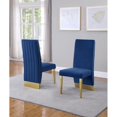 thumbnail image 4 of Clear Glass Dining Set with Table and 6 Navy Blue Velvet Chairs, 4 of 4