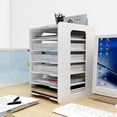 thumbnail image 3 of 7 Storage Compartments Vertical Wooden Desk Organizer Letter Tray Document Tray A4 Paper Tray for Home Office School, 3 of 5
