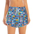 thumbnail image 2 of Fuzoiu Cute Flat Fish Print Women's Athletic Shorts, Double-Layer Running Shorts with Pocket,Women's Workout Shorts for Yoga, Gym, and Workouts-X-Large, 2 of 7