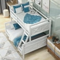 thumbnail image 2 of Euroco Modern Solid Wood Twin over Full Kids Bunk Bed Frame with Ladder, White, 2 of 9