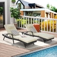 thumbnail image 2 of 76'' Long Reclining Chaise Lounge Set of 2, Outdoor Wicker Reclining Lounge Chair Patio Rattan Double Chaise with Cushions, Lawn Sunbathing Chairs Beach Pool Backrest Recliners, Beige, 2 of 9