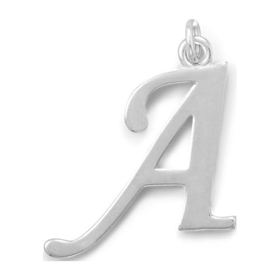 Precious Stars Sterling Silver Unisex Initial Letter A Pendant - No Chain, Pendant Only