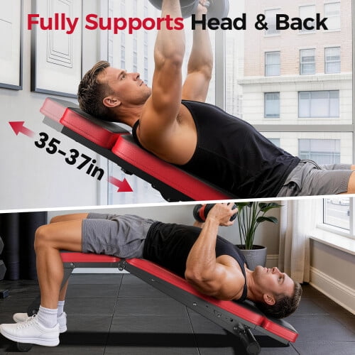 NICEPEOPLE Adjustable Weight Bench with Headrest，Dual-Support Workout Bench with 10 Backrests and 660LBS Weight Capacity