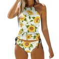 thumbnail image 1 of Women's Swimwear Tankini 2 Juniors Swimsuits Bottoms Piece Normal Swimsuit Backless 2 Piece Printing Adjustable Print Multi Color Padded Strap Bathing Suits Sexy Vacation Beach Wear, 1 of 4