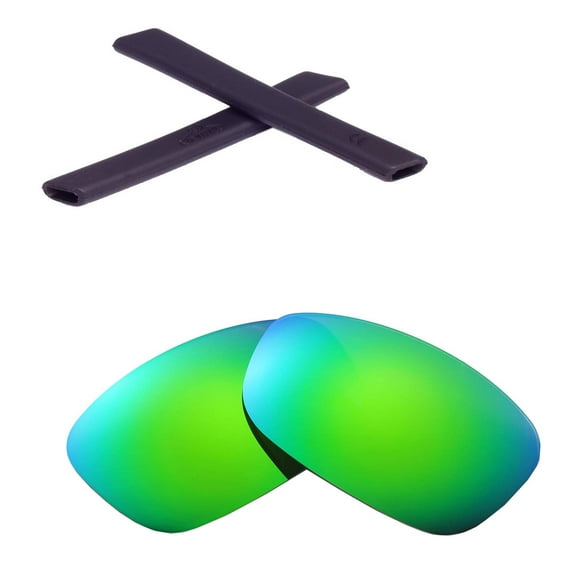Walleva Emerald Polarized Lenses And Black Earsocks For Oakley Split Jacket OO9099 Sunglasses
