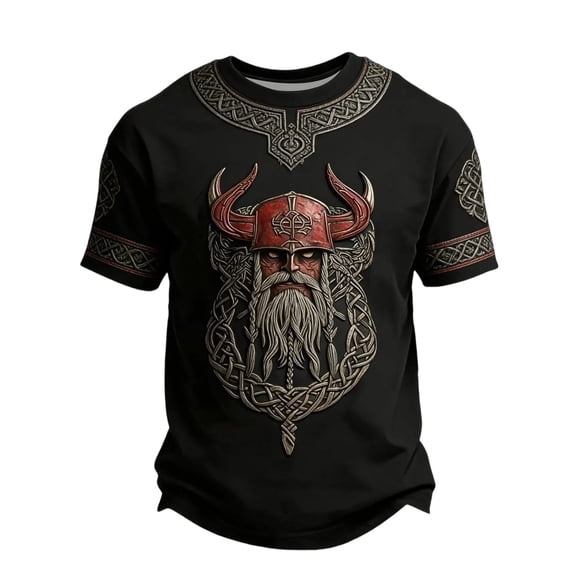 CONZONE Mens Tshirts Short Sleeve Viking Mythology T-Shirts for Men Crew Neck Graphic Y2K Casual Summer Tee Tops
