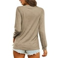 thumbnail image 4 of Gomelly Ladies T Shirt Long Sleeve Tee Casual T-shirt Women Loose Dailywear Pullover Solid Color Tunic Blouse Khaki M, 4 of 5