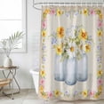 thumbnail image 4 of Yellow White Daisy Bathroom Shower Curtains with 12 Hooks Polyester Waterproof Shower Curtain for Stalls and Bathtubs Spring Pastoral Botanical Flowers Decorative Bathroom Curtain 48x72 Inches, 4 of 9