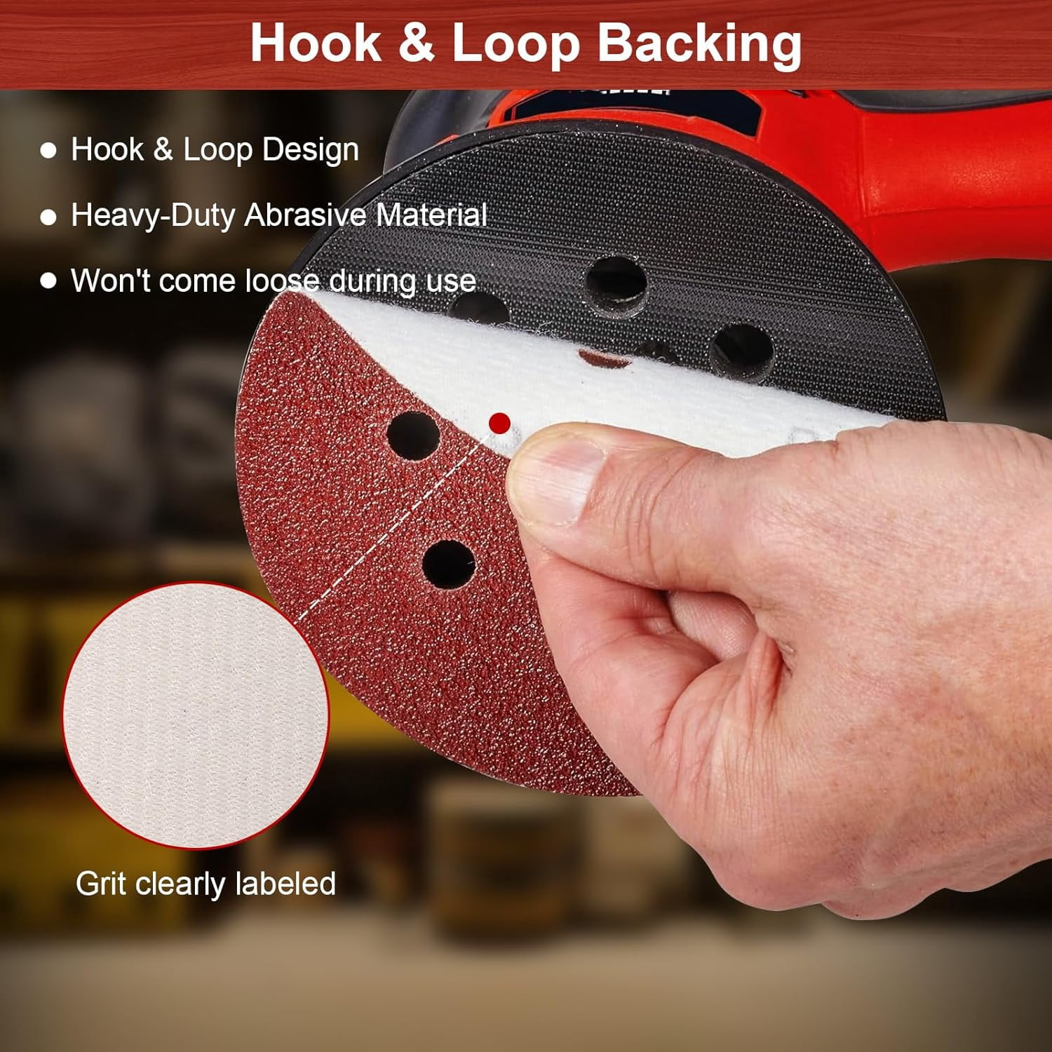 FRKSMD-100 PCS 5 Inch Sanding Discs 60 Grit Hook and Loop Sandpaper for Random Orbital Sander Round Sand Paper