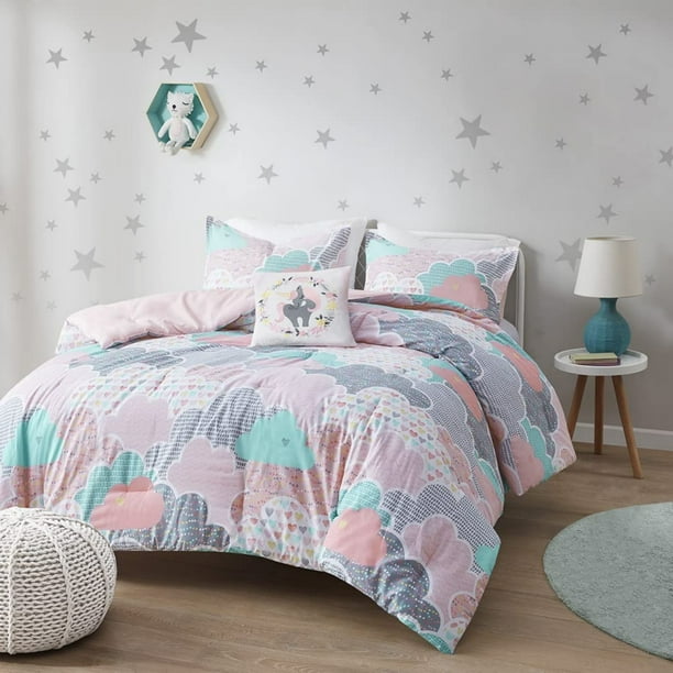 Urban Habitat Kids Cotton 3-Piece Pink Clouds Unicorn Comforter Set for