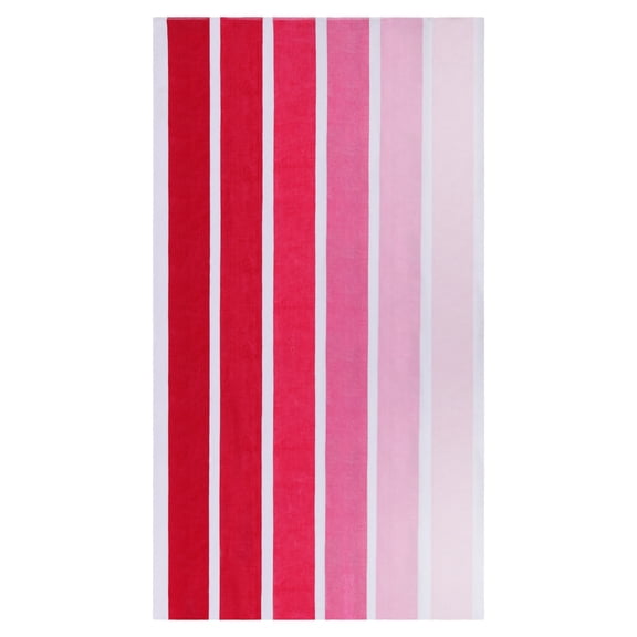 Superior Faded Stripes Cotton Absorbent Oversized Beach Towel, Pink