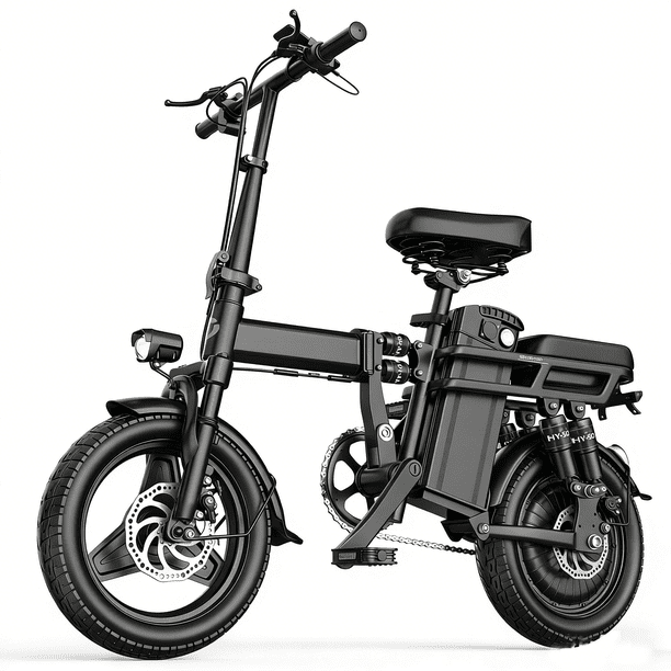 6MSKS Electric Bike Bicicletas Eléctricas Ebike 14" 500W Motor sin escobillas, 48V 10AH Batería, Rango de 20-35 Millas, Velocidad Máxima de 22MPH, 3 Niveles de Velocidad, Frenos de Disco Dobles