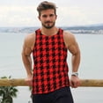 thumbnail image 6 of KLL Retro red and Black Houndstooth Print Men's Muscle Gym Workout Stringer Tank Tops Bodybuilding Fitness T-Shirts Tank Tops Men-Medium, 6 of 7