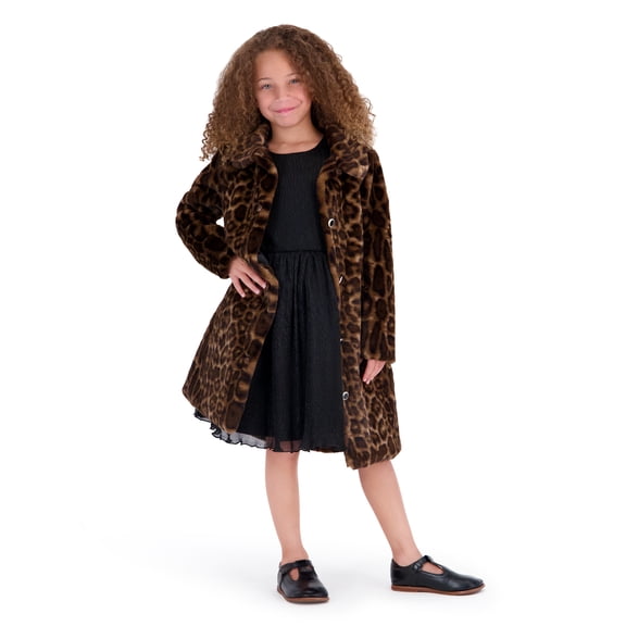Kensie Girl Sleeveless Dress and Cheetah Coat Set, Sizes 4-12