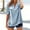 Light Blue, variant on Tsesme Satin Short Sleeve T-Shirt for Women V-Neck Pullover Button Tops Summer Comfy Cool Tees