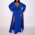 thumbnail image 1 of LSLJS Robe Fendue à Manches Longues Unie pour Femmes, Robe Grande Taille pour Femmes, Cadeaux pour Femmes, 1 of 5
