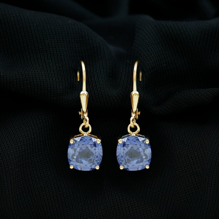 Lab Created Tanzanite Drop Earrings for Women AAAA Quality 8