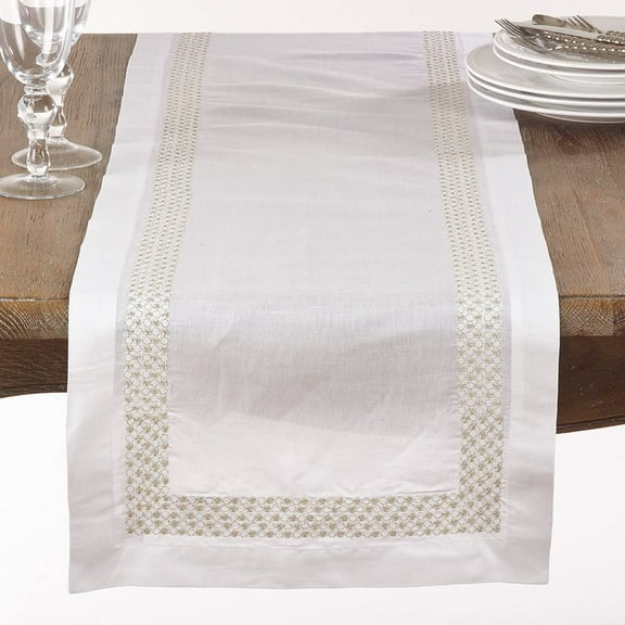 Fennco Styles Metallic Embroidered Dots Design Table Runner-16"x72"