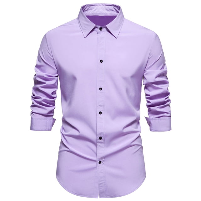 KIHOUT Chemises Homme Décontractées Mode Col Rabattu Bouton Chemise à Manches Longues Blouse HT/S