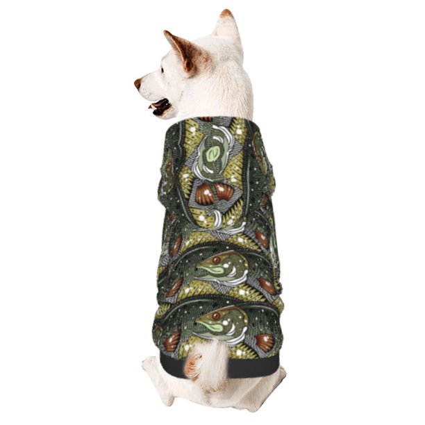Fotbe Largemouth Bass Fish Sudadera con Estampado para Perros Pequeños – Suéter con Capucha para Mascotas, Tela Suave de Forro Polar con Bolsillo-XX-Large