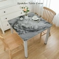 thumbnail image 2 of HAOXIT Gray White Square Fitted Tablecloth with Elastic Edge,Natural Square Table Cover Wipeable Washable Polyester Table Clothes for Kitchen Dining Party Patio Card Table 54''x54'', 2 of 7