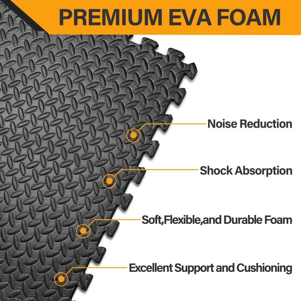 SONGMY 24-Piece Puzzle Exercise Mat, EVA Foam Interlocking Tiles 96 SQ. FT Coverage, Gym Floor Mats for Exercise