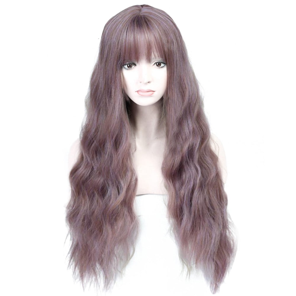 SUCS Human Hair Wigs For Women Black Color Natural Lace Hair Long Mix Purple Women Wigs Heat Resistant Synthetic Kinky Curl