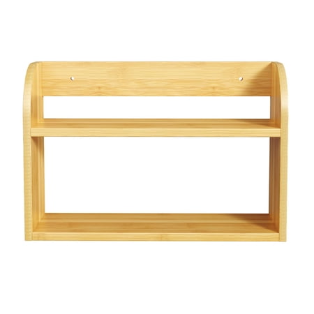 Bamboo Spice Rack Organizer for Countertop & Wall Mount - Wooden Spice Jars Shelf Storage for Kitchen Pantry