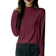 thumbnail image 2 of Long Sleeve Tunic Tops for Women Solid Color Long Sleeved Round Neck Knitted Sweater Thin Top, 2 of 5