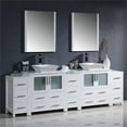 thumbnail image 2 of Fresca Torino 96" White Modern Double Sink Bathroom Vanity with 3 Side Cabinets & Vessel Sinks, 2 of 5