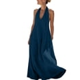 thumbnail image 2 of YuXingFu Cotton Dresses for Women Casual Maxi V-Neck Plus Size Womens Dress Sleeveless Wrap Long Casual Summer Dress Navy #4 XL, 2 of 8