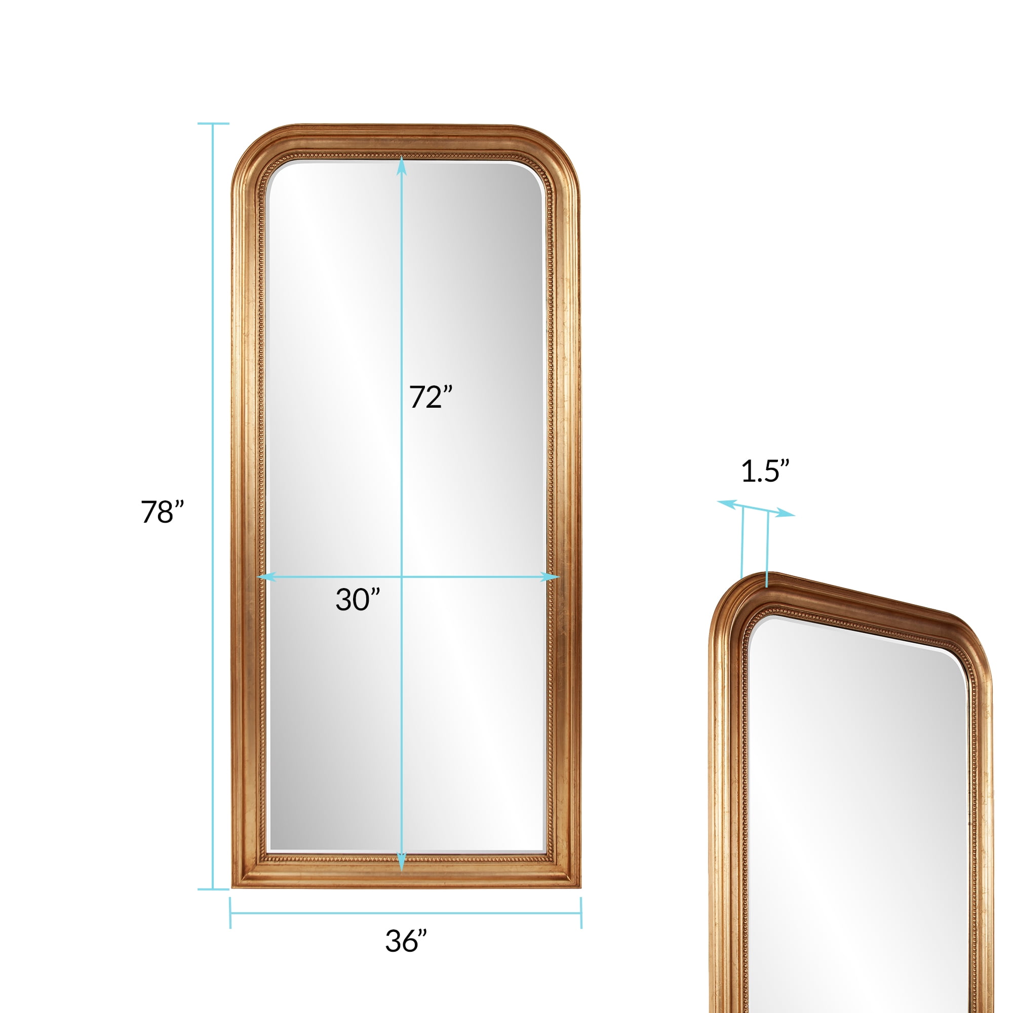 Tyler Dillon Rectangular Gold Wood Framed Full Length Beveled Wall Mirror 78"H x 36"W