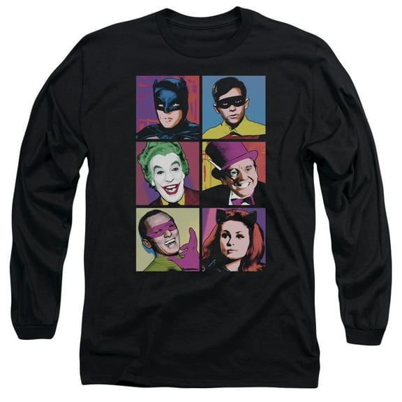 Batman Classic TV Pop Cast Long Sleeve Adult 18/1 T-Shirt Black