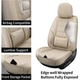 thumbnail image 5 of Beige Leather  Seat Covers Full Set Breathable Seat Protectors  Automotive Seat Covers Universal Fit for   SUVs, 5 of 6