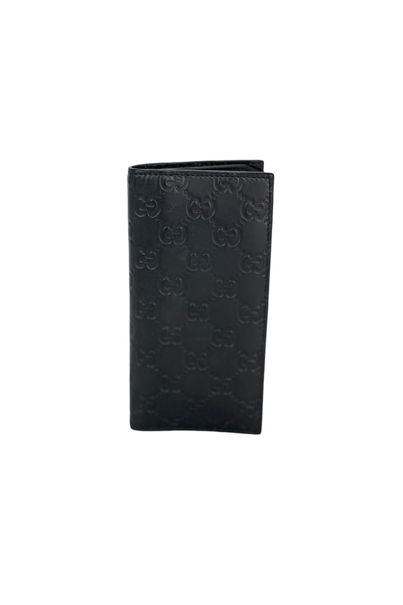 Pre-Owned Gucci Guccissima Foldover GG Black long Wallet Clutch