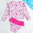 thumbnail image 7 of Linfrsh Toddler and Little Girls Swimsuit Two Piece Rash Guard Sets Summer Beach Breathable Kids Long Sleeve Bathing Suits Tankini with Bikini Bottoms Girls' Swimwear Hot Pink,4-5 t, 7 of 7
