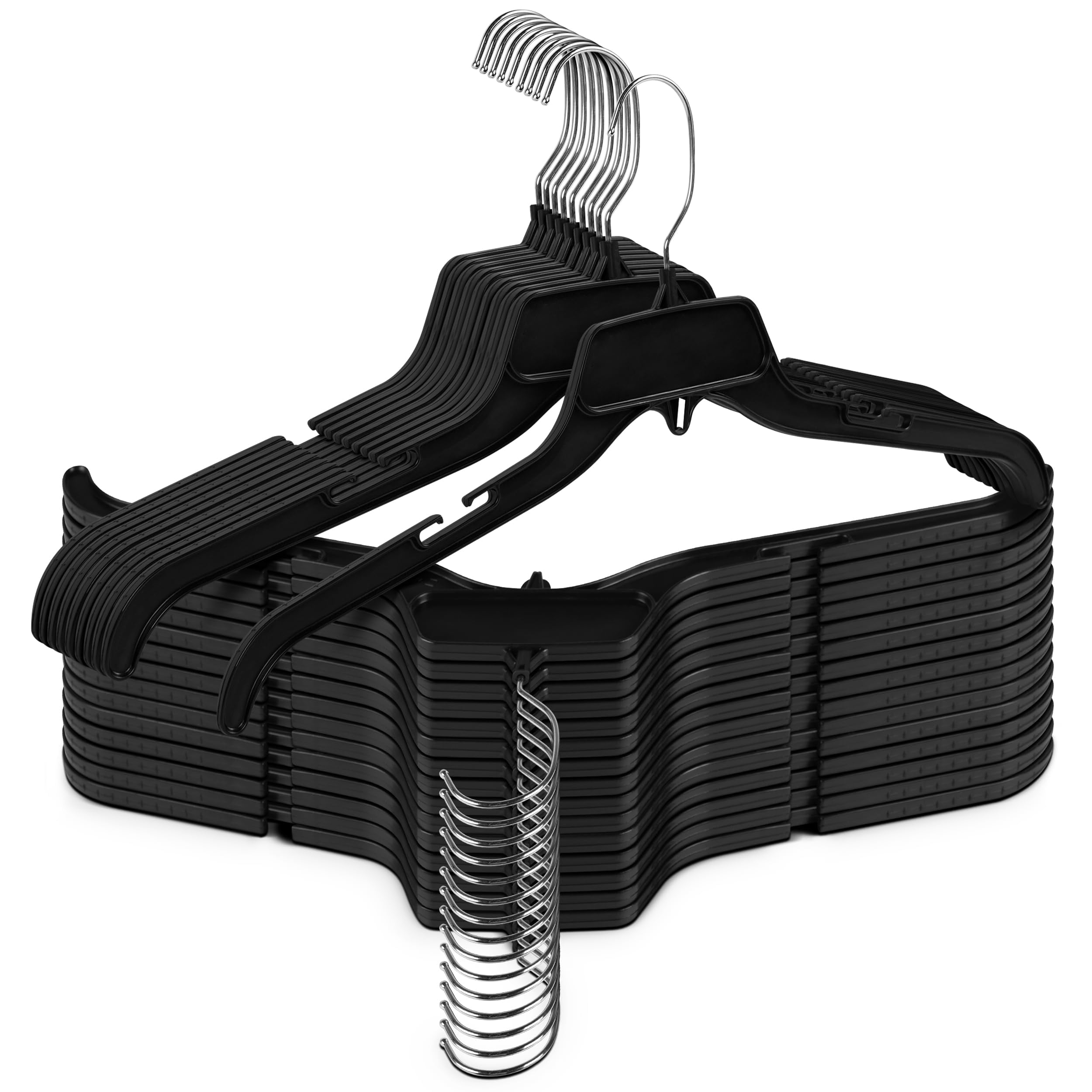 Hanger Central 25 Pack Black Plastic Shirt Hangers With Swivel Hooks 19 inch