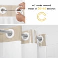thumbnail image 5 of Beige Striped No Hook Shower Curtain Waterproof,Bathroom Curtains with Snap in Liners and See Through Top Window,Farmhouse Luxurious White Stripes Modern Abstract Art Bathtub Curtains 60"Wx72"L, 5 of 8