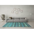thumbnail image 3 of Ahgly Company Indoor Round Southwestern Light Blue Country Area Rugs, 4' Round, 3 of 4