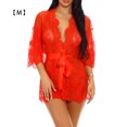 thumbnail image 1 of Mujeres Kimono Camisón Lencería de encaje Bata Sexy Malla Ropa de dormir, M, Rojo sidaley XX000064-07, 1 of 7