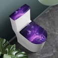 thumbnail image 2 of HELLHERO Purple Galaxy Butterflies Fashion Toilet Cover Set Fits All Toilet Shapes Polyester Fabric, Adjustable, Elastic Edge U-Shaped, 2 of 8