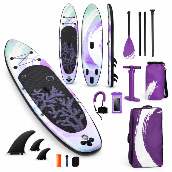 Purple Coral Inflatable Stand Up Paddle Board with SUP Accessories