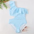thumbnail image 4 of Traje de baño Gibobby de una pieza a rayas para Mujer Sexy con volantes ajustados (Azul,G), 4 of 5