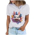 thumbnail image 2 of Tops de Cuello Alto para las Mujeres Amante Impreso Camiseta Cuello Redondo Manga Corta, Poliéster Spandex, 2 of 7