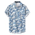 thumbnail image 4 of Ceisia Men's Relaxed Fit Blue Seashell Marine Print Turndown Collar Short Sleeve Casual Shirt Gifts, 4 of 6