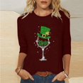 thumbnail image 1 of T-Shirt Imprimé pour Dames, Col Rond, Manches Trois-Quarts, Manches 3/4, Coupe Ample, 1 of 6
