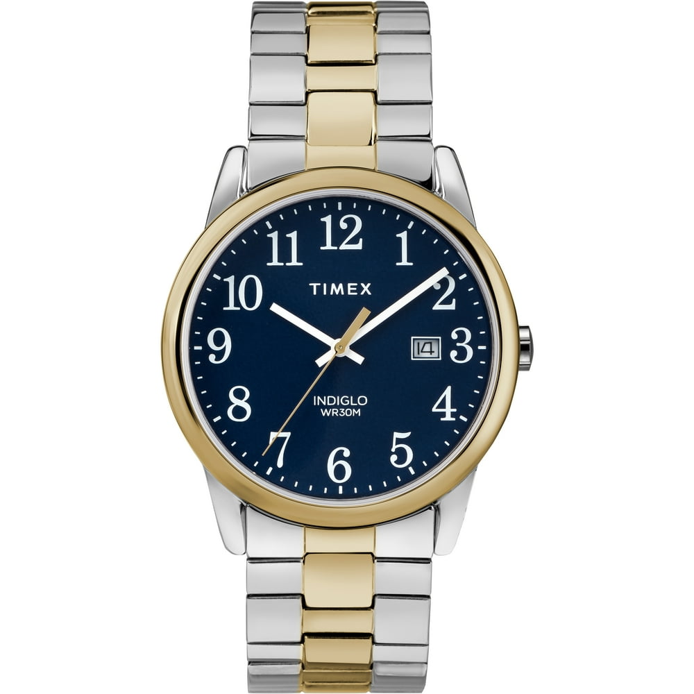 Timex - Timex Men's Easy Reader Date 38mm Two-Tone/Blue Stainless Steel Expansion Band Watch