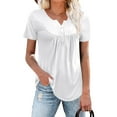 thumbnail image 3 of White Plus Size Work Tops For Women, Polyester Blouse Plus Size, Fitted Graphic Tees For Women, Womens Plus Size Tunic Tops Short Sleeve Casual Floral Shirts M To 5XL, 3 of 4
