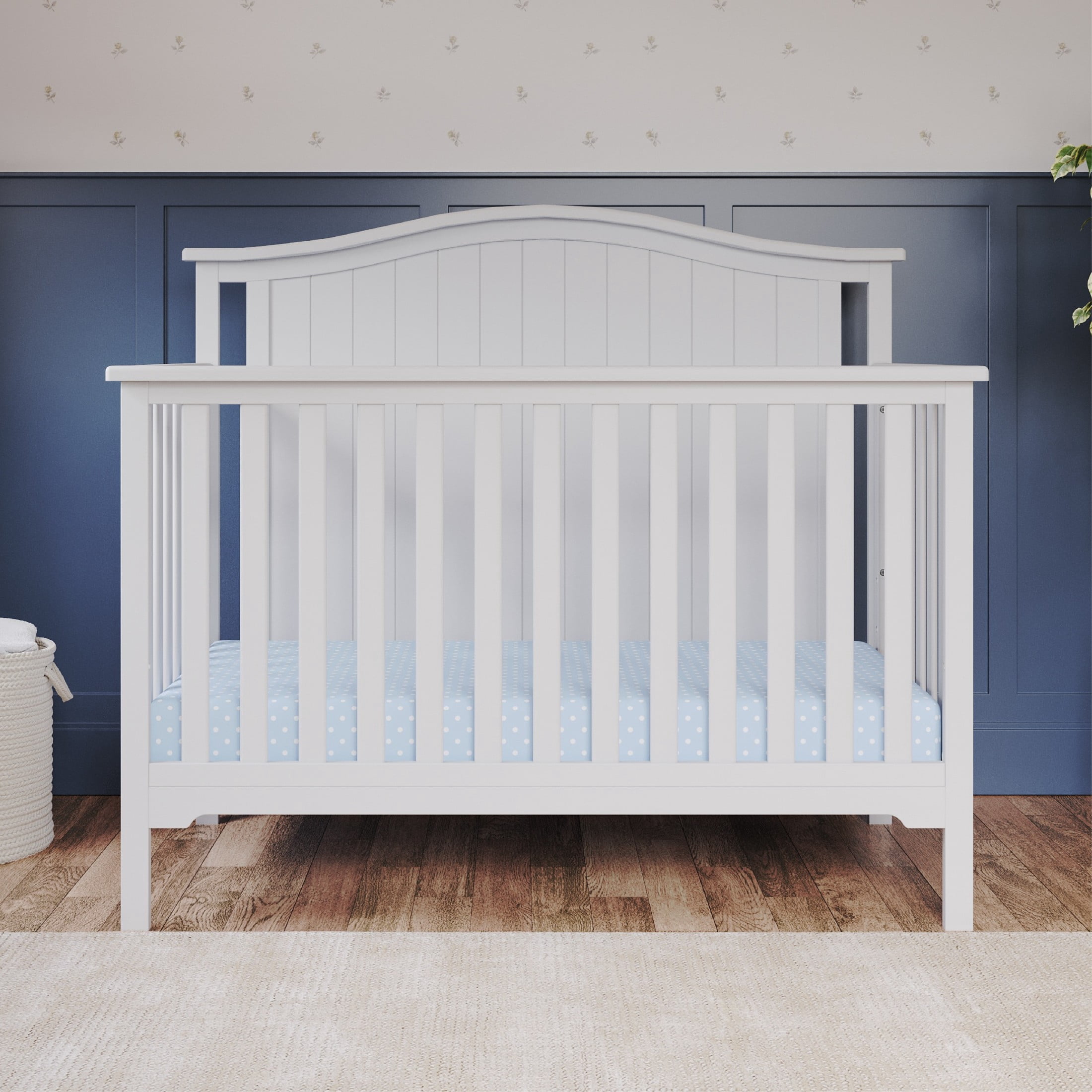 Child Craft Hampton Crib, Changing Table and Glider Nursery Set, 4-in-1 Convertible, Matte White, 3-Piece